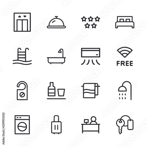 A set of icons for a hotel room