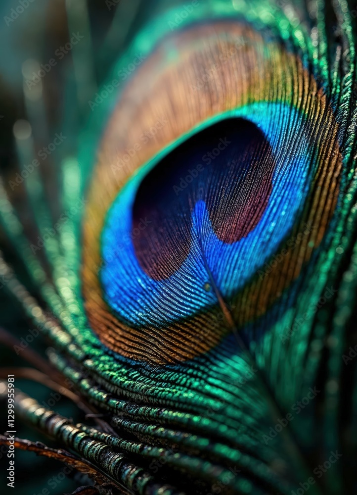 Obraz premium Closeup portrait of a vibrant peacock feather