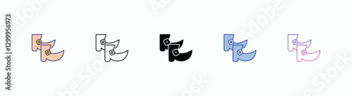 Boots  icons set in different style vector stock 