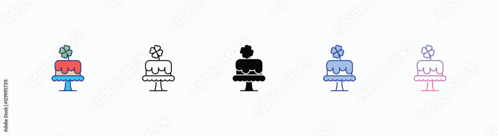 Cake icons set in different style vector stock Cake icons set in different style vector stock