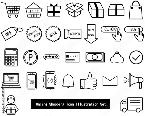 オンラインショッピングと決済のアイコンセット