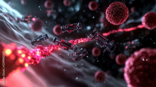 Wallpaper Mural Scientific visualization of nanobots in the bloodstream innovative digital art in a microscopic world Torontodigital.ca