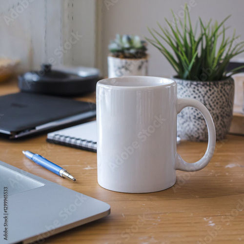 White Ceramic Mug Mockup for Logo Design.