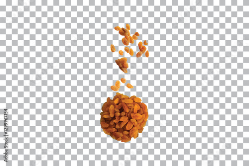 Raisins, Dried fruits isolated on transparent background.