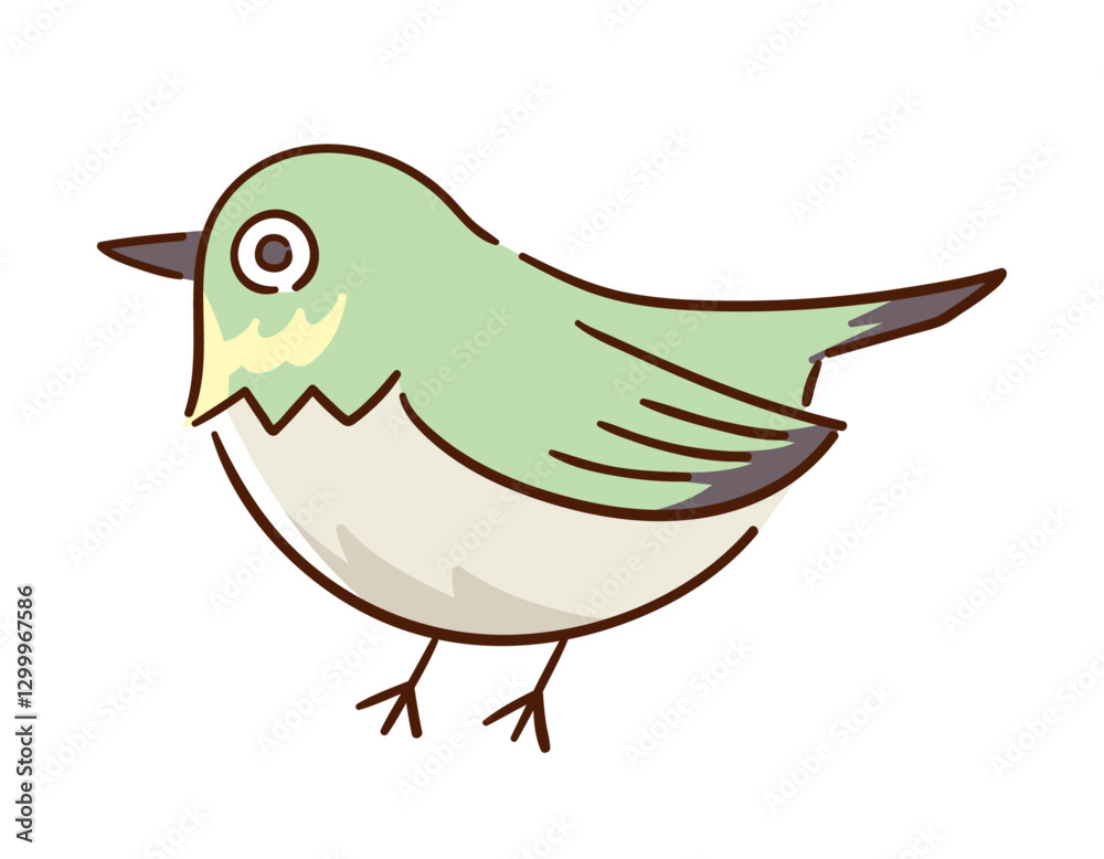 メジロ・目白/鳥・野鳥/手書きのベクター線画イラスト メジロ・目白/鳥・野鳥/手書きのベクター線画イラスト