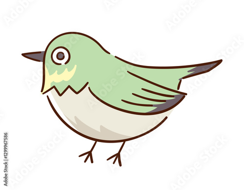 メジロ・目白／鳥・野鳥／手書きのベクター線画イラスト