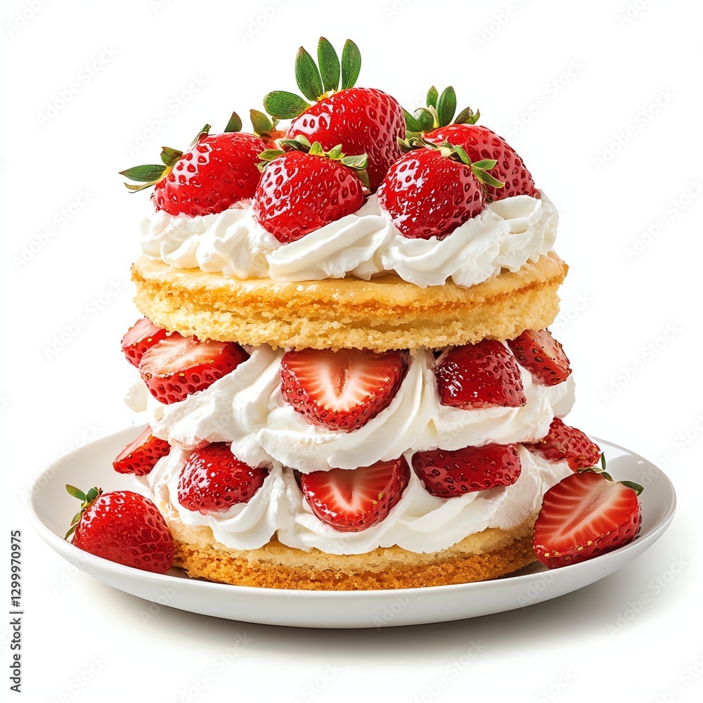 Delicious layered strawberry cake with cream. Delicious layered strawberry cake with cream.