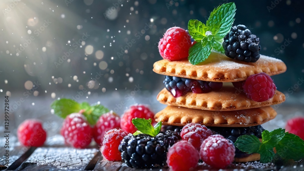 Fototapeta premium Beautiful, Tasty, and Appetizing Served Biscuit Cookies Illustration for National Biscuit Day