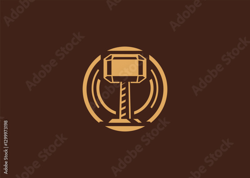 Mjolnir Hammer Logo – The legendary hammer of Thor, representing strength, thunder, and divine protection.