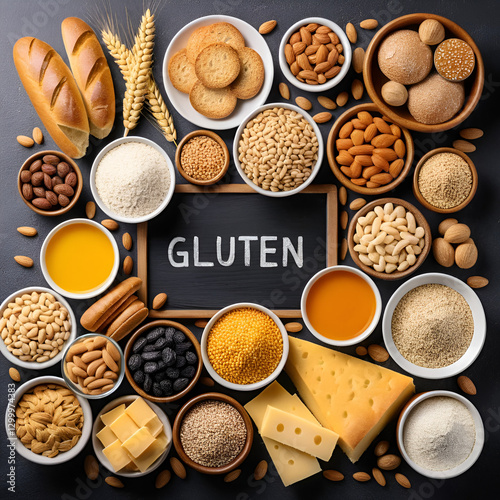 Composition with variety of food products containing gluten