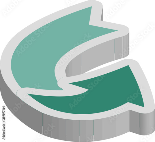 3Dアイソメトリックな矢印ベクターセット。カラフルな立体の方向指示とプロセス要素。