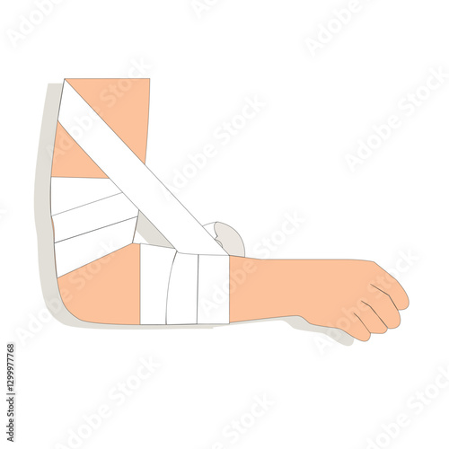 Injured human arms. Bandaged elbows and forearms,