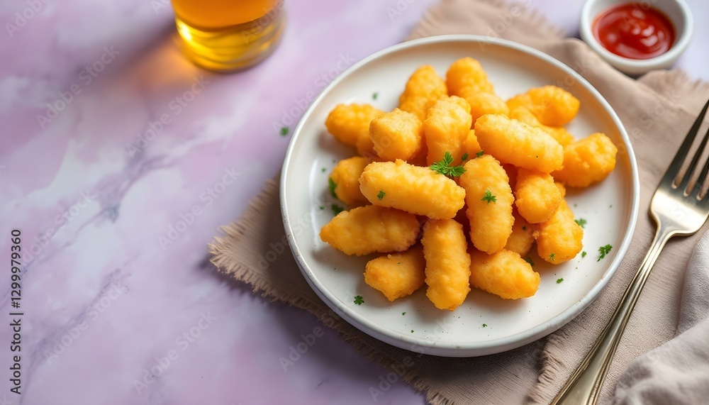 A tempting plate of cheese fries with beer-battered curds, complemented by a cold glass of beer, ideal for summer dining A tempting plate of cheese fries with beer-battered curds, complemented by a cold glass of beer, ideal for summer dining