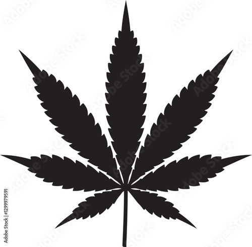 Cannabis or marijuana hemp leaf  silhouette vector icon logo illustration