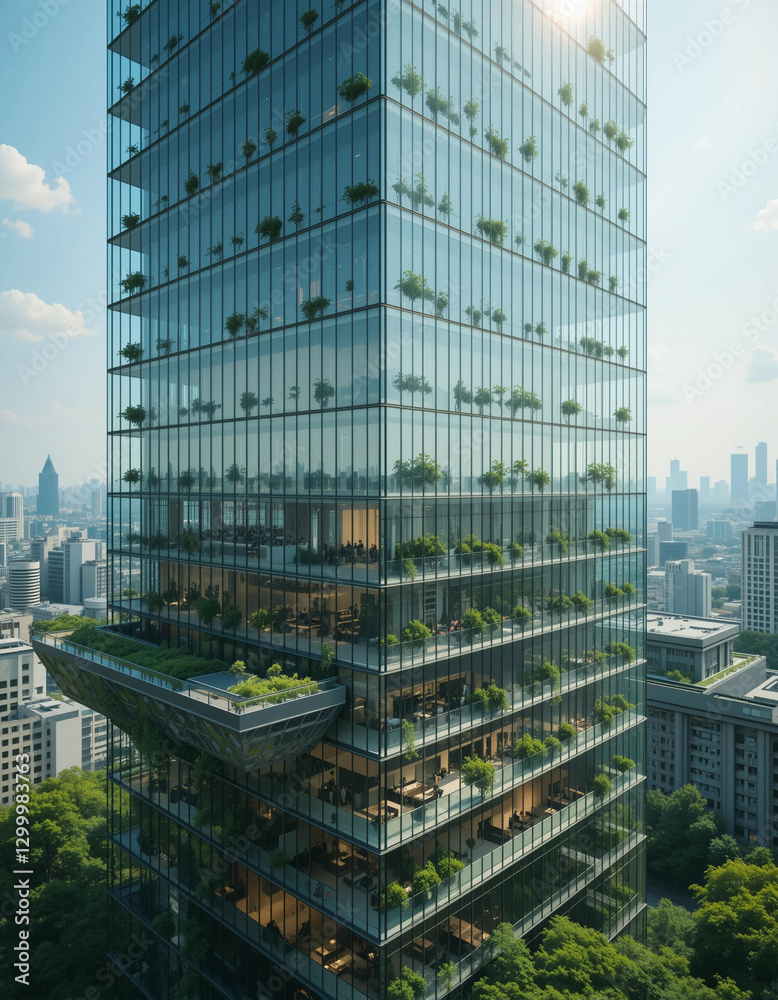 Fototapeta premium High-Tech Business Tower – The Corporate Future of Clean Energy