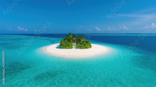 Tropical Island Paradise Aerial View