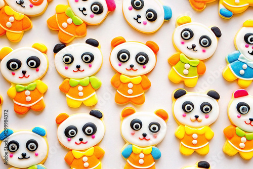 Wallpaper Mural Colorful panda-shaped cookies arranged on white background. Torontodigital.ca