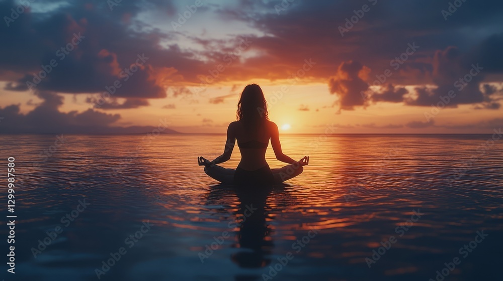 Serene Sunset Meditation on Tranquil Water Serene Sunset Meditation on Tranquil Water