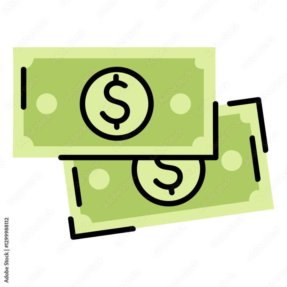 Fresh Dollar Bills Stacked Together in Green Color Fresh Dollar Bills Stacked Together in Green Color