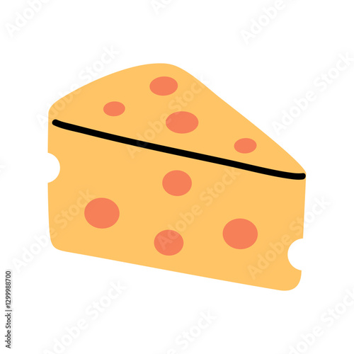 Cartoon Cheese Slice with Dots and Sharp Edges
