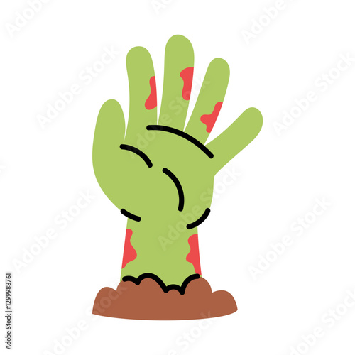 Cartoon Zombie Hand Emerging from Ground