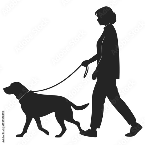 Walk with dog Silhouette vector illustration