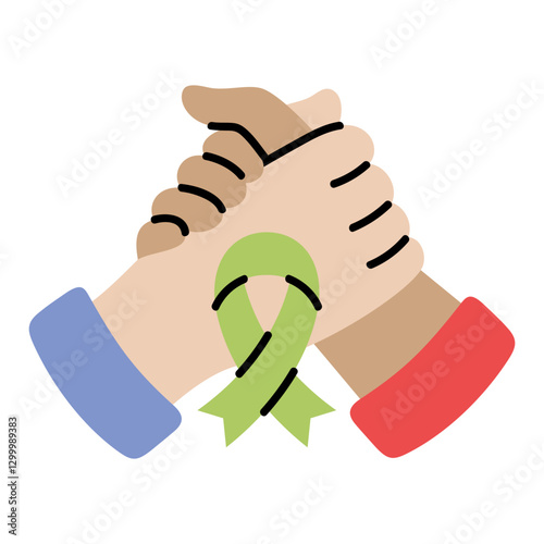 Unity and Support through Handshakes and Green Ribbon