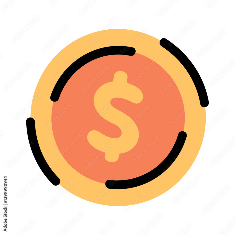 Simple Illustrative Coin with Dollar Sign Symbol Simple Illustrative Coin with Dollar Sign Symbol