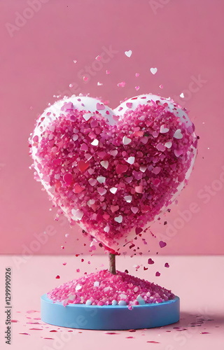 pink heart in glass
