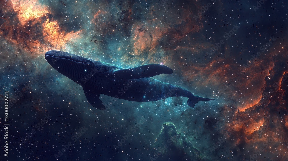 Fototapeta premium Cosmic Whale Swimming Through a Celestial Space Environment