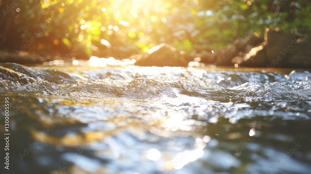 Fototapeta premium Tranquil River Flowing Through Lush Gardens
