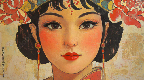 A young woman in ancient China adorned in graceful, time-honored garments