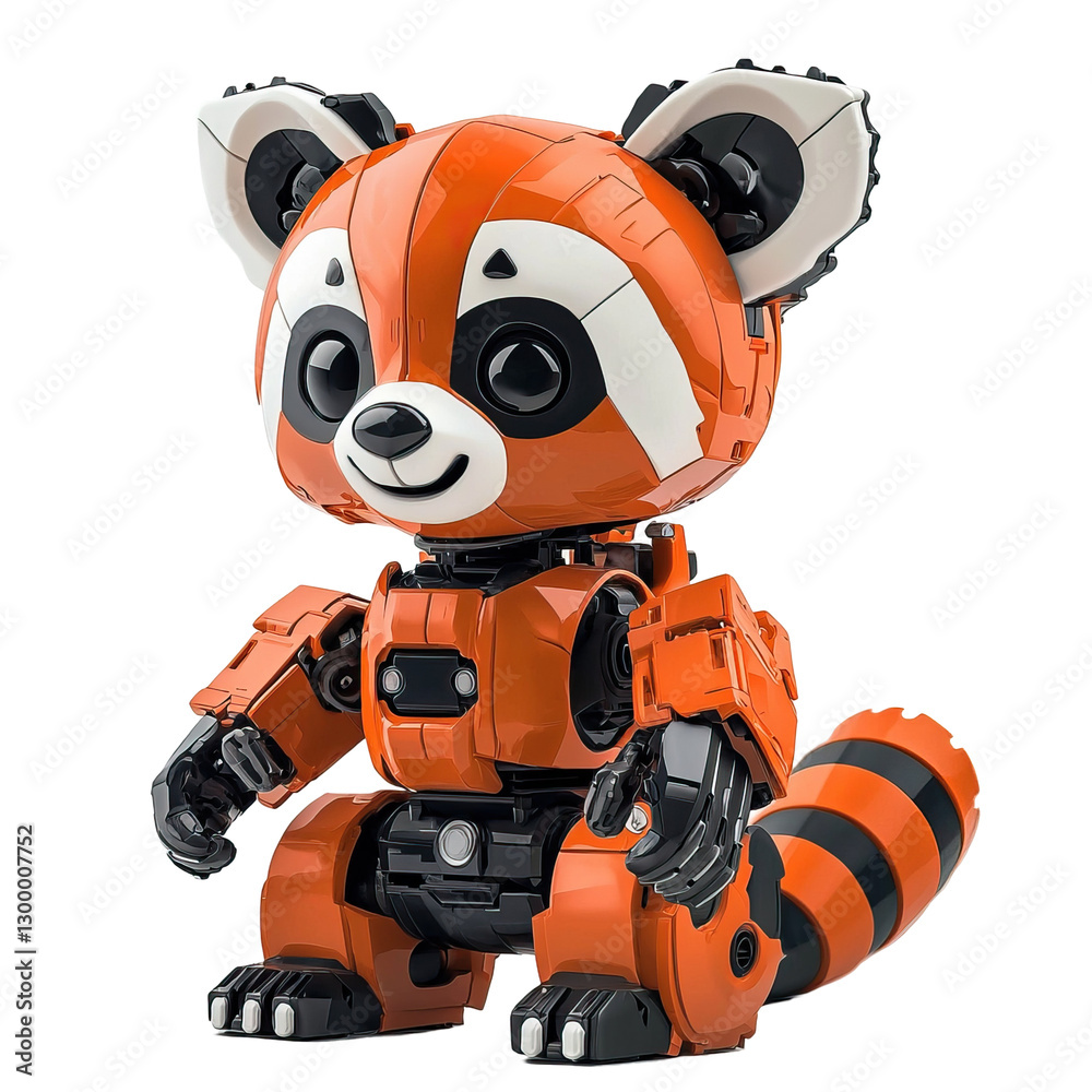 Playful Cartoon Robot Panda Toy with Red and Black Design, Cute Expression, Ideal for Kids' Playtime and Collectibles Playful Cartoon Robot Panda Toy with Red and Black Design, Cute Expression, Ideal for Kids' Playtime and Collectibles