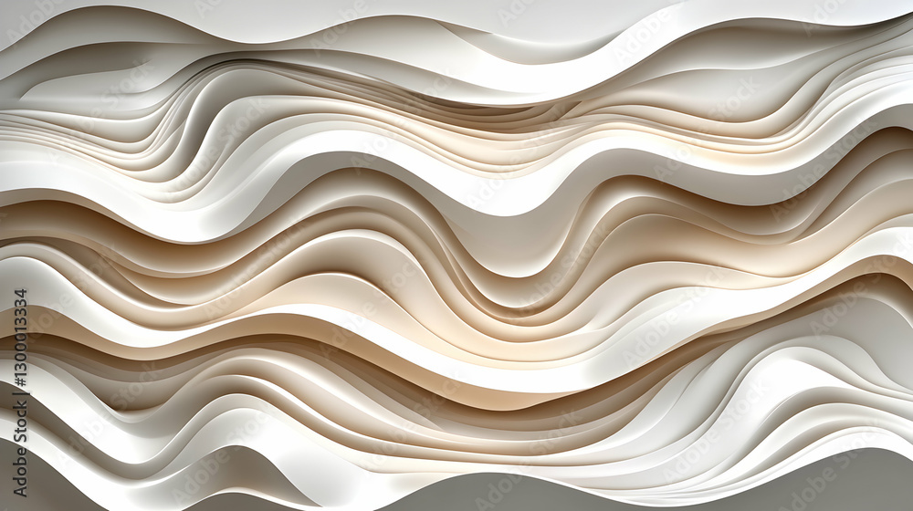 Obraz premium Abstract wavy beige and white background texture. Perfect for design projects, websites, or presentations.