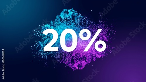 Special Offer 20%: A bold graphic announcing a 20% discount, with the numbers emerging from a dynamic burst of vibrant blue and purple particles. This design evokes a sense of excitement and value.