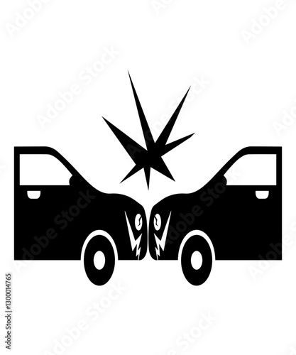 Cars collision icon filled with black