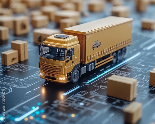 Ecommerce logistics concept in 3D photo