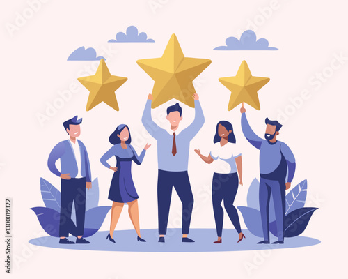 Employee Satisfaction Stars Business People Vector