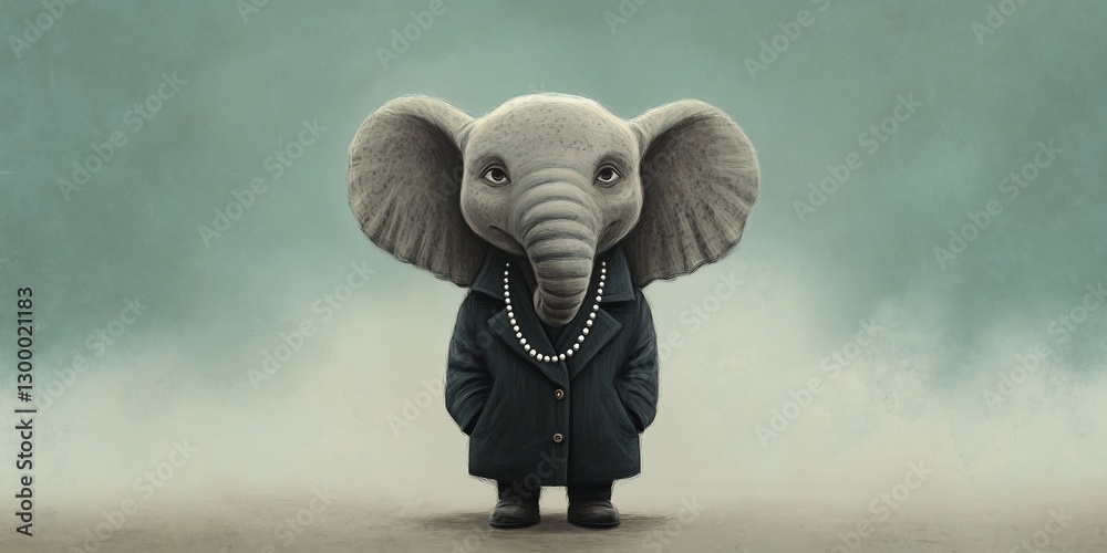 female elephant navy trench coat pearl necklace female elephant navy trench coat pearl necklace