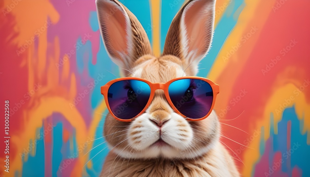 © Rama - A stylish bunny rocking sunglasses, set against a vibrant and eye-catching multicolored background. perfect for easter concept © Rama - A stylish bunny rocking sunglasses, set against a vibrant and eye-catching multicolored background. perfect for easter concept