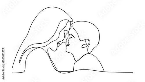 Mother Child Love, One Line Art, Minimalist Drawing, Tender Moment, Simple Sketch, Affectionate Embr