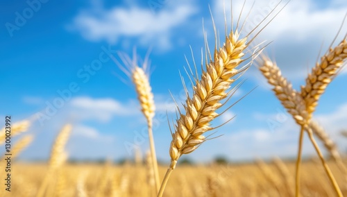 Golden Wheat Field, Sunny Sky (1) photo