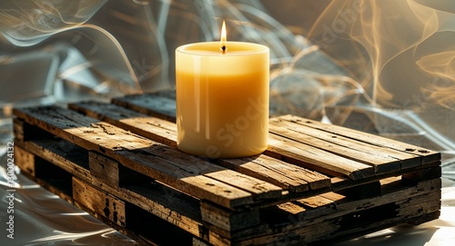 candle on a wooden table