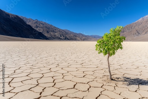 A vast, cracked desert landscape where a once-thriving forest used to be