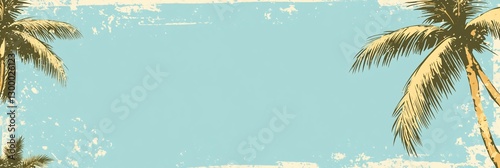 Vintage style palm tree banner with grunge texture and copy space.