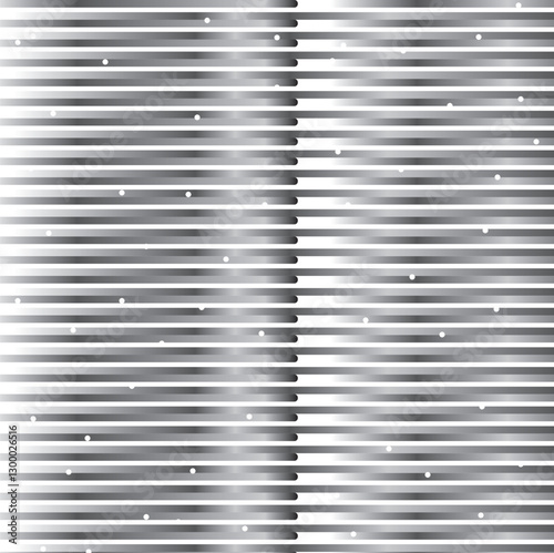 Metallic striped texture or blinds with snowflakes or white dots.