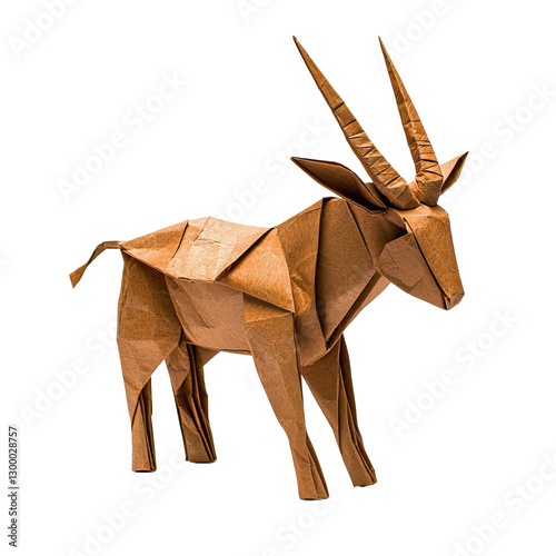 Detailed Origami Eland Sculpture Crafted from Paper Isolated on a Clean Transparent background for Art and Design Use photo