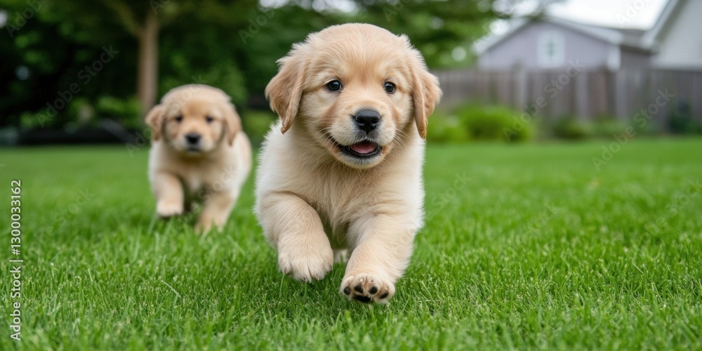 Puppies Playful Lawn Puppies Playful Lawn