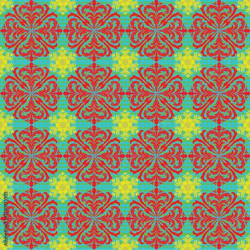 Vibrant Floral Geometric Pattern