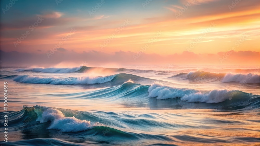Fototapeta premium Ethereal waves merging into a smoky background with soft focus and muted colors , serene ocean view, soft focus photography